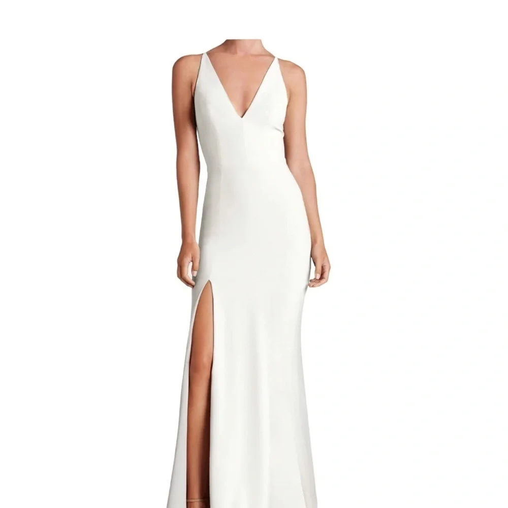 Dress The Population Estella Dress Gown Leg Slit White Size Medium Bridal Prom